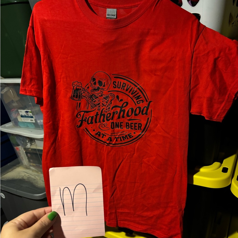 Gildan Red Fatherhood Graphic Tee